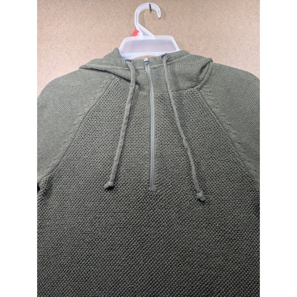 LL Bean Womens Olive Green Quarter Zip Hooded Sweater Thermolite 505129 Small - Picture 2 of 8
